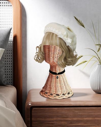 CHADWICK 18.90-Inch Rattan Mannequin Head Stand, 14.57-Inch Tall - Image 6