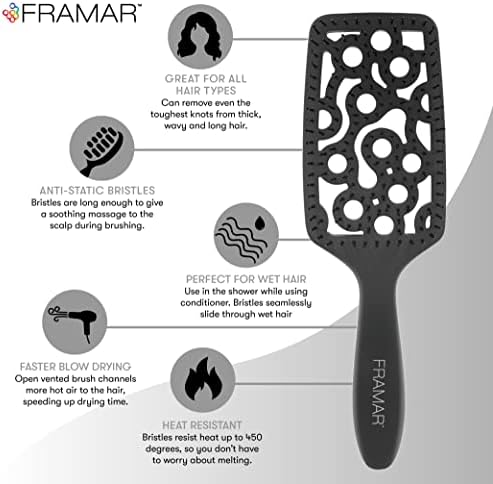 FRAMAR Professional Vented Hair Brush, Curved Hair Brush For Blow Drying - Image 2