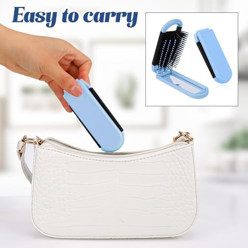 Folding Hair Brush with Mirror, Portable Travel Hairbrush for Women - Image 5