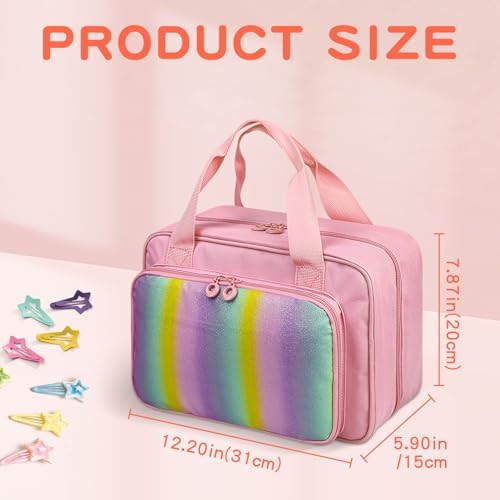 Grekos Hair Accessories Organizer for Girls, Kids Hair Bow Storage Bag, Holds Hair Clips, Headbands, Hair Ties & Scrunchies, Multiple Pockets, Hanging Travel Case, Pink (Bag Only) - Image 5