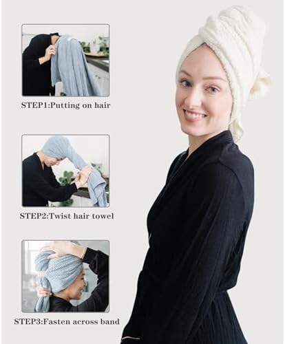 ROLSHOL 2-Pack Large Microfiber Hair Towel Wraps for Women, 27 × 39 in - Image 3