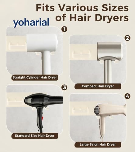 Wall Mount Hair Dryer Holder, No-Drill Hair Styling Tool Organizer - Image 6