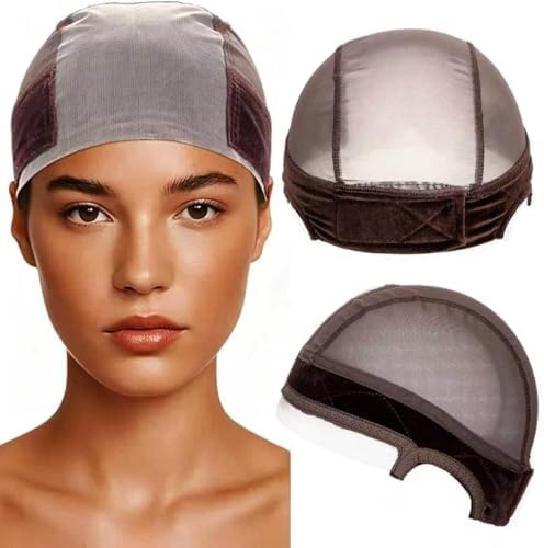 Wig Caps for Women Wig Cap with Grip Band for Keeping Wigs in Place Glueless Wig Grip Cap with 5x4 Transparent Lace Caps Non-Slip Adjustable Wig Caps Elastic Headband (Brown) by Unknown