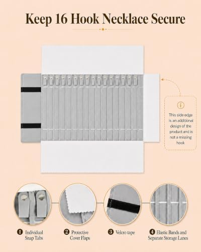 Travel Necklace Organizer, Tangle Free Jewelry Case, 16 Slots - Image 3