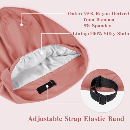Fittia Satin Lined Sleep Bonnet, Adjustable Non-Slip Cap For Locs, Medium - Image 4