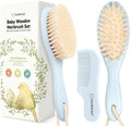 Wooden Baby Hair Brush Set for Newborns, Toddler Comb (Frost, Regular) by KeaBabies