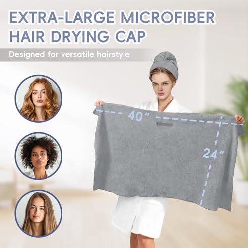 Large Microfiber Hair Towel for Women, Super Soft Absorbent Quick - Image 3