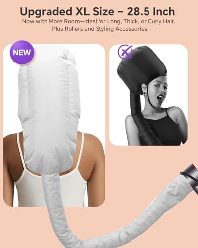 Boloye Hair Dryer Bonnet Attachment – 28.5" XL Hooded Dryer Cap for Faster Drying & Deep Conditioning, Extra-Large Space Fits Thick, Curly Hair & Styling Tools (Silver, Extra Large) - Image 4
