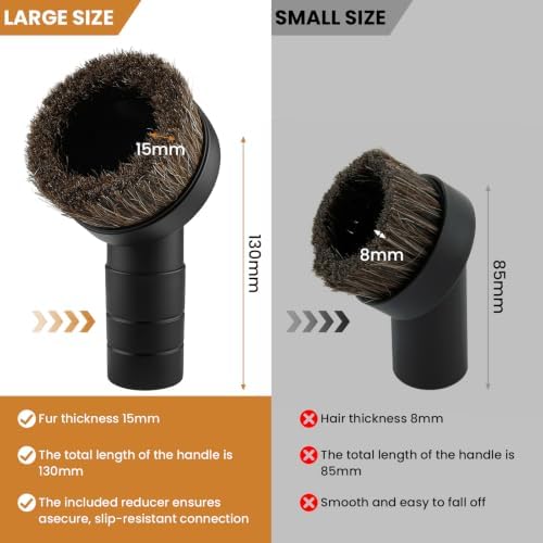 1.5" Round Soft Horse Hair Vacuum Dust Brush with 32-35mm Adapter - Image 4