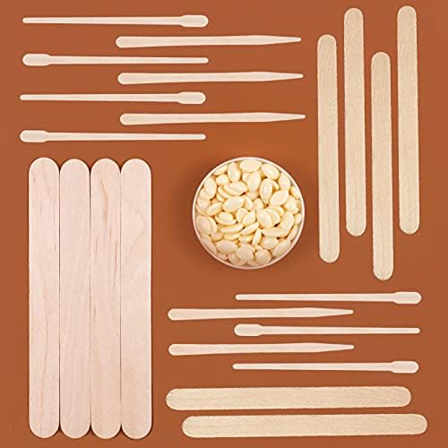 Mibly 4 Style 300 Pcs Assorted Wooden Wax Sticks for Body Legs Face and Small Medium Large Sizes Eyebrow Waxing Applicator Spatulas for Hair Removal or Wood Craft Sticks - Image 6