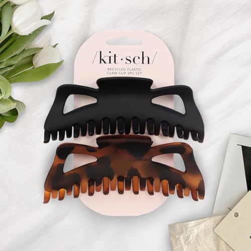 Kitsch 5 Inch Large Claw Clips for Thick and Long Hair - Black & Tort, 2pcs - Image 6