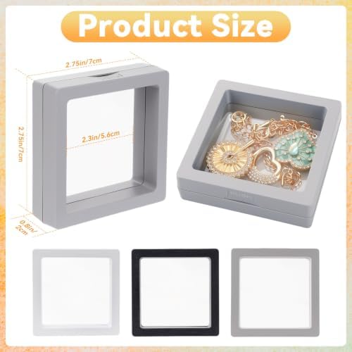 12 Pcs 3D Floating Frame Display Stand, Transparent Jewelry Gift Boxes - Image 2