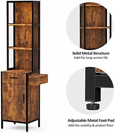 OmySalon 3-Layer Salon Storage Cabinet,Beauty Barber Salon Styling Station Organizer Equipment,Hair Stylist Station Set with 1 Drawer, 1 Cabinet & 3 Hot Tool Holders, Rustic - Image 5