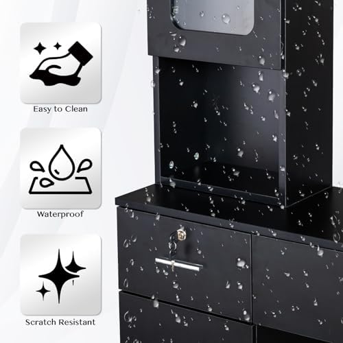 Winado Wall Mount Barber Salon Station, Makeup Vanity Desk with Cabinet - Image 6
