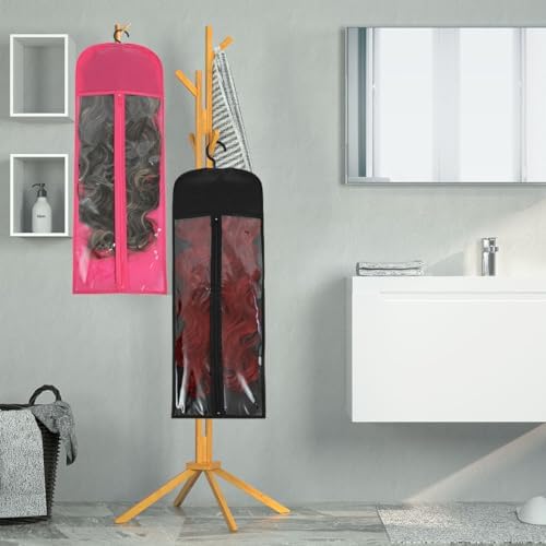 3Pcs Wig Hanger Wig Holder Hair Extension Holder Wig Bags Extra Long Wig Storage Bags with Hanger, Hair Extension Storage Wig Storage for Multiple Wigs Hair Extensions, Wigs & Accessorie - Image 7