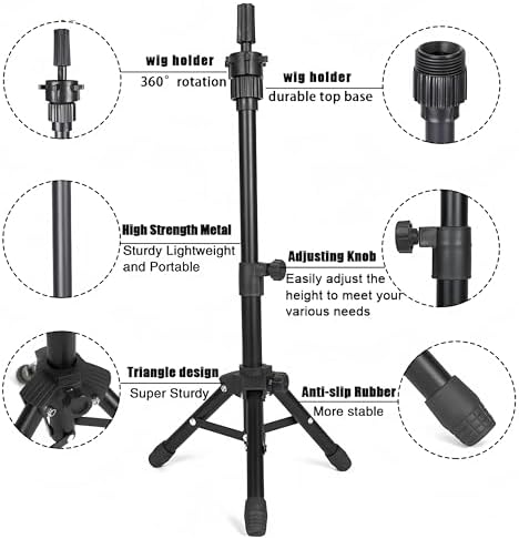 Mannequin Head Stand, Tripod Stand for Canvas Block Head - Image 4
