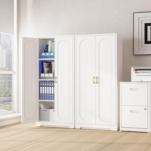 Steeloong 60"Metal Pantry Storage Cabinet with Doors & 3 Adjustable Shelves - Image 2