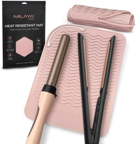 Large Vanity Mat, Heat Resistant Mat for Hair Tools, Vanity Décor, Rose by MilayaBeauty