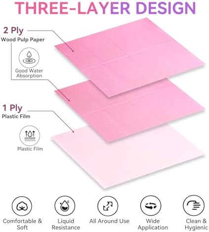Makartt Disposable Nail Mats, 50 Pcs 3-Ply Absorbent Nail Table Pads with PE Backing, 18” x 13” Nail Desk Protection for Manicure Pedicure, Acrylic Gel Practice, Salon & Home DIY (Pink) (Pack of 3) - Image 4