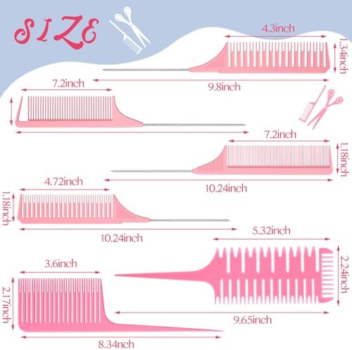 Patelai 6 Pcs Highlighting Comb Weaving, Classic Style, Pink - Image 3