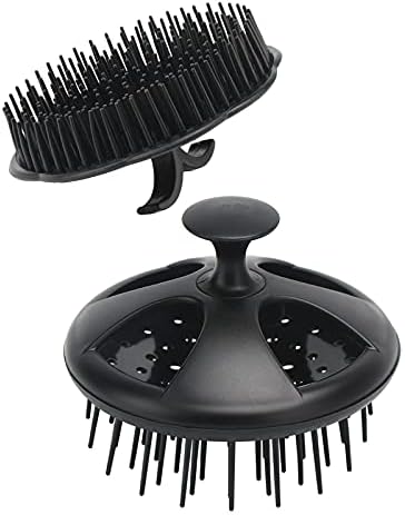 Segbeauty Shampoo Brush, 2 pcs Scalp Massage Floriated Shower Comb Long Short Teeth Set for Curly Hair, Scalp Massage Brush for Hair Growth Beard Brush Pet Grooming Wet Dry Hair Care Brushes Black by Segbeauty