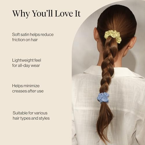 Kitsch Rosette Ruched Satin Scrunchies for Women - Multi-color, 5pcs - Image 3
