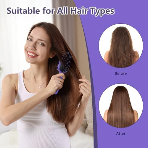 Curl Defining Brush, Curly Hair Brush, Slick Back Hair Brush (Purple) - Image 6