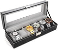 Watch Box for Men,Organizer 6 Slot Watch Display Case,Men Jewelry Box Storage Case,Lined with Soft Velvet and Holder Organizer for Women -6 Slot, Black by FWTBOOM