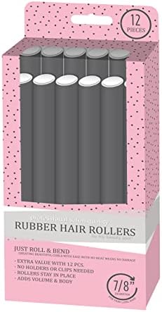 My Beauty Spot Flexi Rods Foam Hair Rollers 3/4" 5/8" and 1" Diameter Professional Salon Quality 12 Pcs Rubber Hair Rollers for Long, Medium and Short Hair (Grey) by My+Beauty+Spot