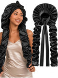 Double Layer Slik Like Satin Bonnet, 33-43" XXL Bonnet for Braids Long Hair by Kemispary