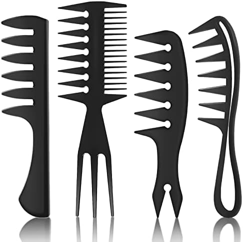 4 Pcs Styling Comb for Men Pompadour Hairstyling Wide Tooth Comb for Curly Hair Slicked Back Hair Comb for Men Saloon Professional Hairstyle by Unknown