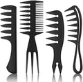 4 Pcs Styling Comb for Men Pompadour Hairstyling Wide Tooth Comb for Curly Hair Slicked Back Hair Comb for Men Saloon Professional Hairstyle by Unknown