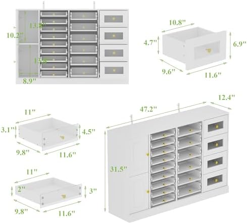 Nail Polish Storage Jewelry Display Cabinet with 19 Acrylic Drawers - Image 2