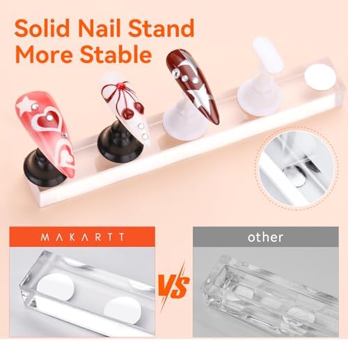 Makartt Press on Nails Stand: Black and White Nail Holder for Painting Nails, Stands for Art Display Practice, Magnetic Fake Holders with 1M Double-Sided Tape DIY Home Salon Use - Image 4