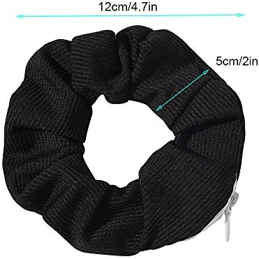 Pocket Scrunchies with Zipper Scrunchy Hair Ties (Black Gray) - Image 4