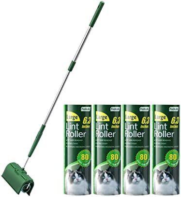 Fedicelly Large Lint Rollers Pet Hair Extra Sticky Floor, Cat Dog Hair Remover Laundry Clothes Carpet Furniture,6.3 inches Wider with 320 Sheets Giant Lint Remover Brush for Couch with Long Handle by Fedicelly