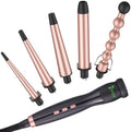 USTAR 5 in 1 Curling Wand for Long Hair, Interchangeable Ceramic Barrels 0.35-1.25 Inch, Dual Voltage Travel Curling Iron with Heat Resistant Glove 2 Clips, Hair Curler for Women Girls Gift by UstarBeauty