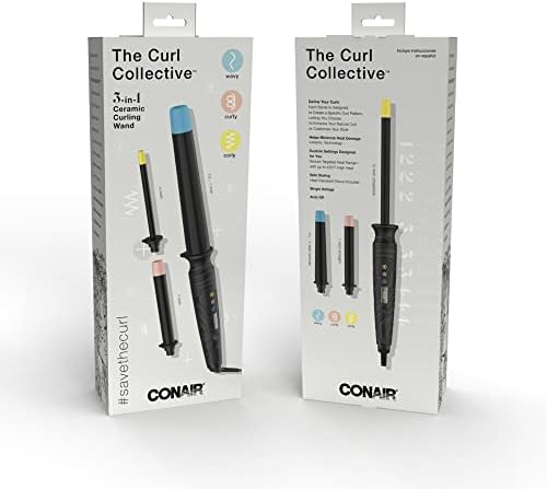 Conair The Curl Collective 3-in-1 Ceramic Curling Wand, 3 Interchangeable Barrels Designed to Create a Specific Curl Pattern - 1/2" Super Slim, 1", and 1 1/4" to 1" Tapered - Image 5