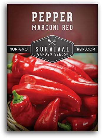 Marconi Red Pepper Seeds for Planting - 1 Pack by SurvivalGardenSeeds