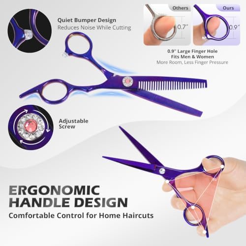 21Pcs 440C Hair Cutting Scissors Kit, Hair Scissors & Thinning Scissors Set - Image 5