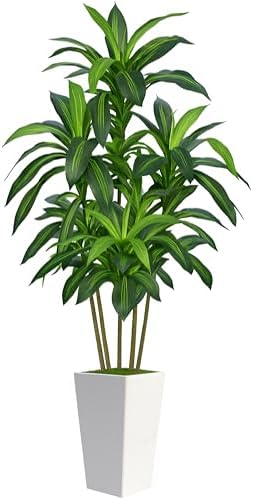 Flydeer 7FT Artificial Dracaena Tree with Tall White Planter, Floor Plant by Unknown