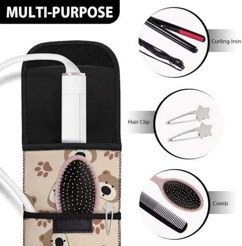 1 Piece Flat Iron Curling Wand Travel Cover Cute Bear Case Bag Curling Wand Travel Case Universal Sleeve Flat Iron Case Heat Resistant Bag Long-Term Use - Image 7