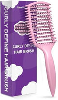 Curly Hair Brush & Curl Defining Brush – Easily Detangles Knots with Less Pulling – Styles Wet or Dry Hair, Tames Frizz for All Curl Types (Pink) by Unknown