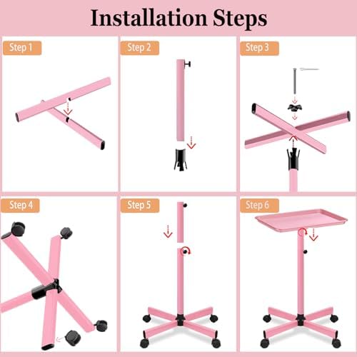 Salon Tray on Wheels,Salon Rolling Tray,Hairstylist Tray,Tattoo Tray-Pink - Image 5