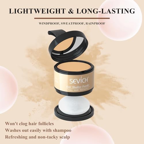 Instantly SEVICH Hairline Powder - Quick Cover Grey Hair Concealer for Thinning Hairlines, Eyebrows & Beards, Windproof & Sweatproof, Med Blonde - Image 3