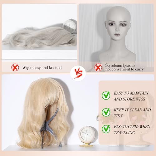 obeoby Wig Stand and Wig Brush Comb Set for Human and Synthetic Hair - Image 6