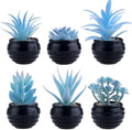 GREENTIME 6Pcs Blue Artificial Succulents in Plastic Pots Fake Plants by Greentime