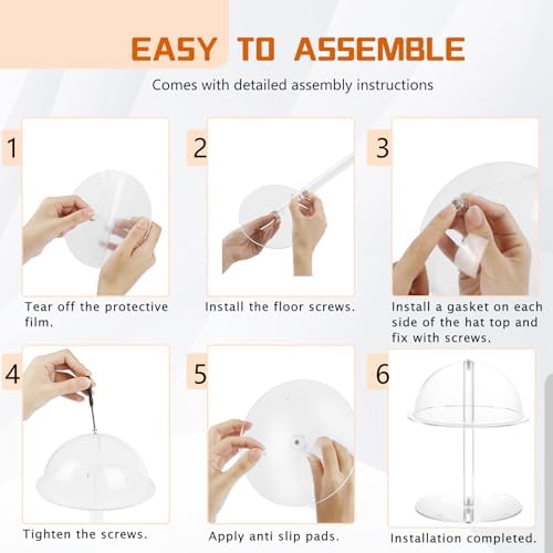 Acrylic Hat Display Stand, 8'' Clear Domed Baseball Cap Rack - Image 6