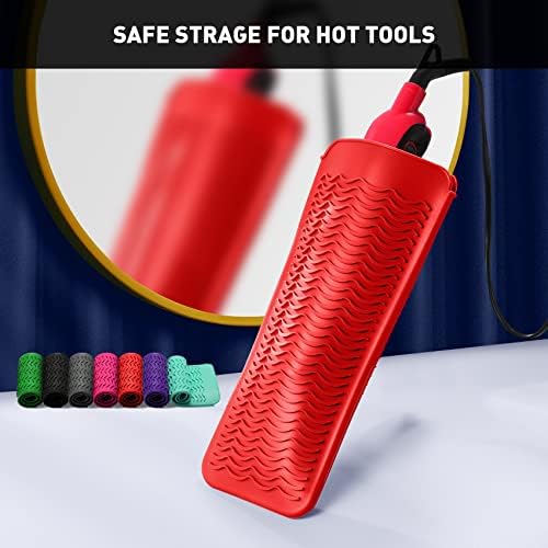 ZAXOP Heat Resistant Silicone Mat Pouch for Curling Irons & Flat Irons, 2-in-1 Travel Case & Cooling Pad for Hot Tools, Anti-Slip Countertop Protector, Pack Instantly Without Waiting to Cool (Red) - Image 5