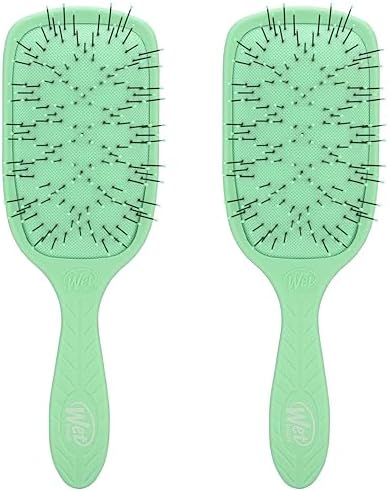 Wet Brush Go Green Thick Hair Paddle Detangling Brush, Green - Ultra-Soft IntelliFlex Bristles With AquaVent - Gently Loosens Knots While Minimizing Pain - Curly, Coarse, Long Hair (Pack of 2) by WetBrush
